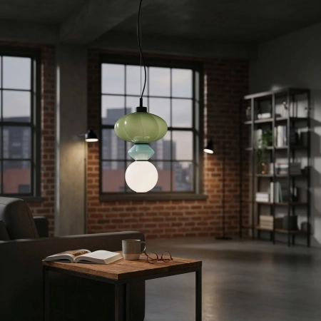 Lampa wisząca szklana wielokolorowa 20cm PND-94721-1A-MLTI z serii Tordi - Lampy Italux