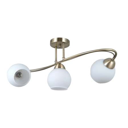 Lampa wisząca mosiężna 3-punktowa z białymi kloszami PND-40692-3-AB z serii Bevio - Lampy Italux