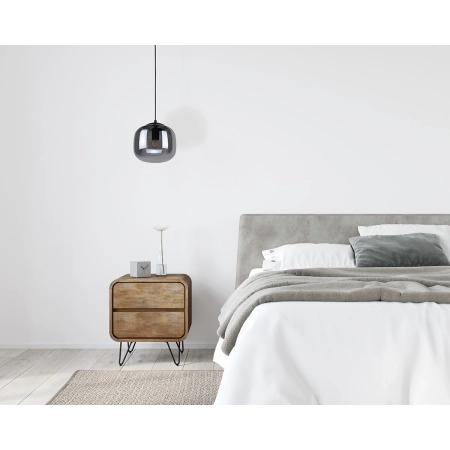 Lampa wisząca czarna ze szklanym kloszem PND-67705-1-BK-SG z serii Calto - Lampy Italux
