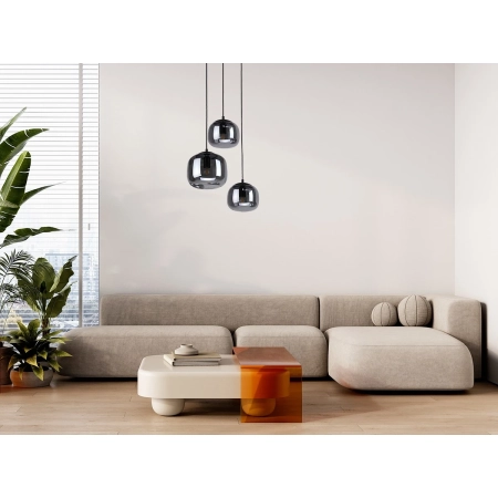 Lampa wisząca czarna szklana 3-punktowa PND-67705-3-BK-SG z serii Calto - Lampy Italux