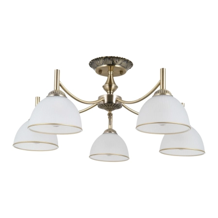 Lampa wisząca mosiężna 5-punktowa z białymi kloszami PND-40653-5-ABR-WH z serii Fener - Lampy Italux