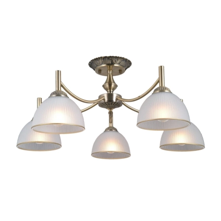 Lampa wisząca mosiężna 5-punktowa z białymi kloszami PND-40653-5-ABR-WH z serii Fener - Lampy Italux