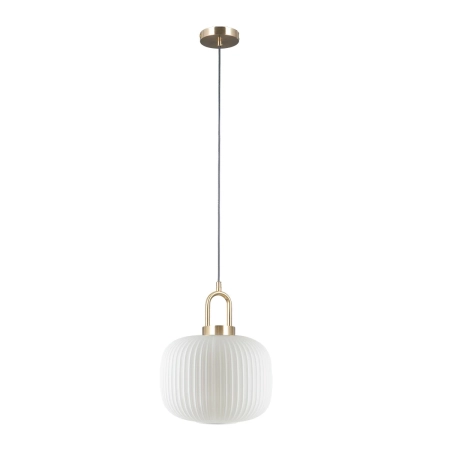 Lampa wisząca szklana biała ze złotym wykończeniem PND-408817-1-HBR-WH z serii Fosse - Lampy Italux