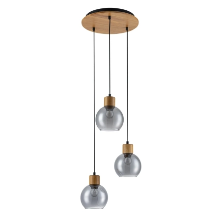 Lampa wisząca drewniana z trzema szklanymi kloszami PND-67505-3-WD z serii Velma - Lampy Italux