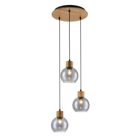 Lampa wisząca drewniana z trzema szklanymi kloszami PND-67505-3-WD z serii Velma - Lampy Italux