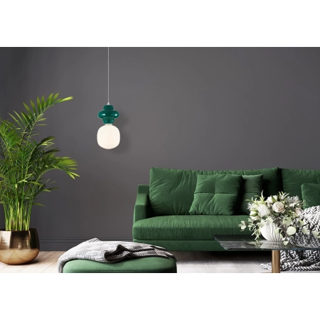Lampa wisząca szklana zielono-biała PND-94331-1S-GRE z serii LATERA - Lampy Italux