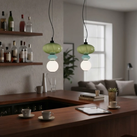 Lampa wisząca szklana wielokolorowa 20cm PND-94721-1A-MLTI z serii Tordi - Lampy Italux