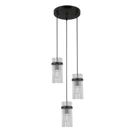 Lampa wisząca czarna metalowa szklana 3-punktowa PND-40930-3A-BK z serii Merto - Lampy Italux