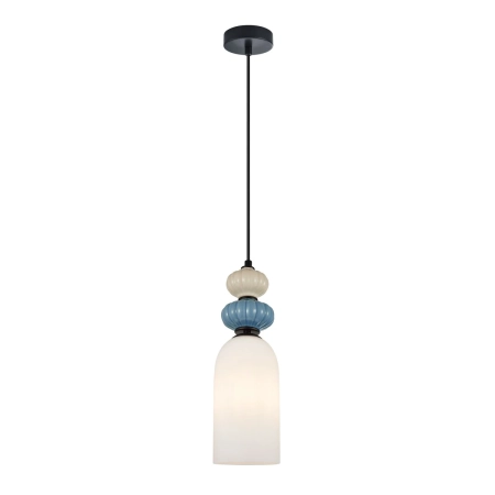 Lampa wisząca szklana z kolorowymi elementami PND-36573-1A-BK-WH z serii BONATA - Lampy Italux