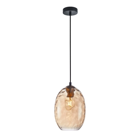 Lampa wisząca szklana bursztynowa owalna PND-3031-1-BRO-AMB z serii NOVALA - Lampy Italux