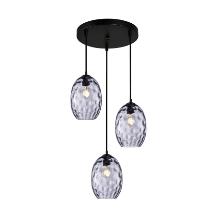 Lampa wisząca 3-punktowa czarna ze szklanymi kloszami PND-3031-3A-BK-SG z serii NOVALA - Lampy Italux