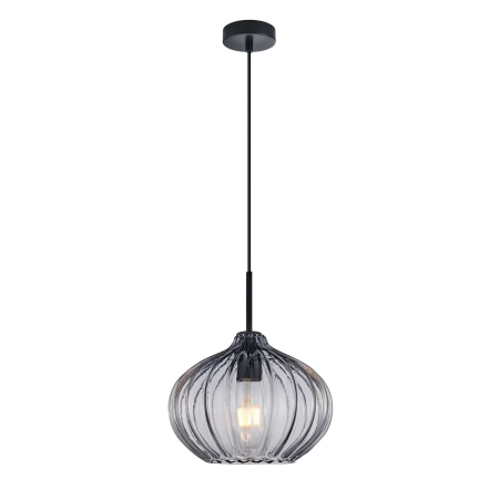 Lampa wisząca szklana ryflowana czarna PND-2940-1S-BK-SG2 z serii PANSOL - Lampy Italux