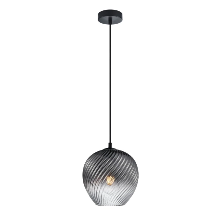 Lampa wisząca czarna szklana prążkowana PND-3664-1-BK-SG z serii Alias - Lampy Italux