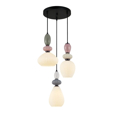 Lampa wisząca 3-punktowa szklana kolorowa PND-36787-3-BK-WH z serii Altra - Lampy Italux