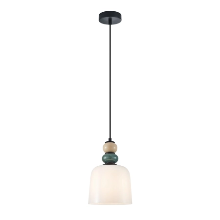 Lampa wisząca czarna szklana z turkusowym detalem PND-36573-1C-BK-WH z serii BONATA - Lampy Italux