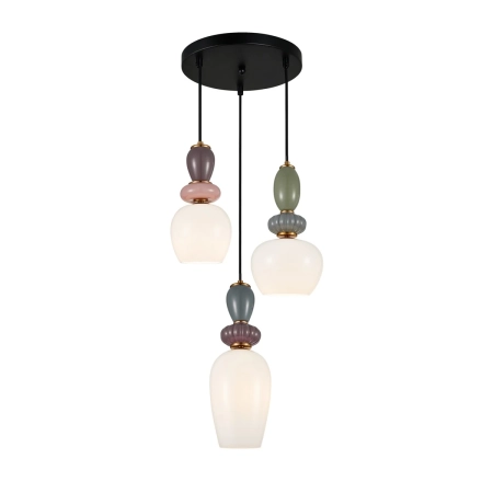 Lampa wisząca szklana multikolor 3-punktowa PND-36545-3-GD-WH z serii MARTELO - Lampy Italux