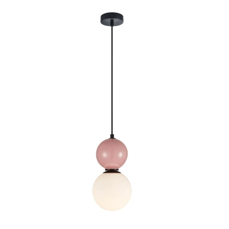 Lampa wisząca czarna szklana z różową kulą PND-36603-1S-BK-PK z serii Mastal - Lampy Italux
