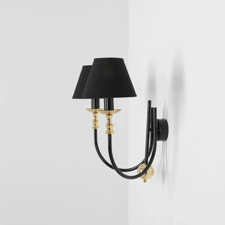 Kinkiet elegancki podwójny ROMA 2 BLACK 1118D1 - Aldex