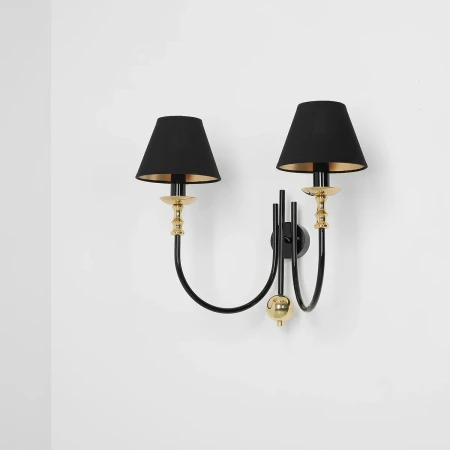 Kinkiet elegancki podwójny ROMA 2 BLACK 1118D1 - Aldex