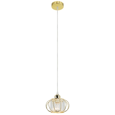 Lampa wisząca złota metalowa ze szklanym kloszem 8221/1 TR z serii ACRI - Lampy Elem