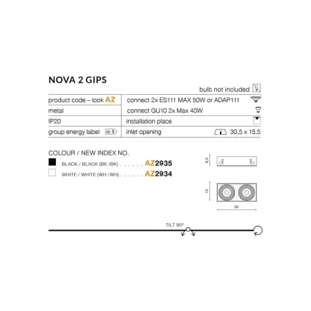 Oprawa do wbudowania NOVA 2  biała AZ2934 - Azzardo