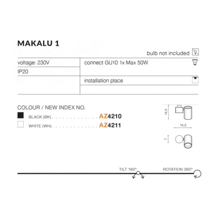 Lampa sufitowa Makalu 1 AZ4211 - Azzardo
