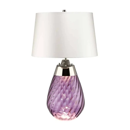 Lampa stołowa Lena śliwkowe szkło i biały abażur LENA-TL-S-PLUM-OWSS  - Elstead