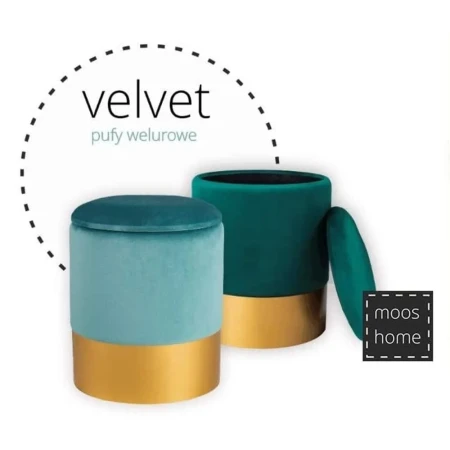 Pufa welurowa VELVET miętowa L -  VWF17B00B-L-M - Step Into Design