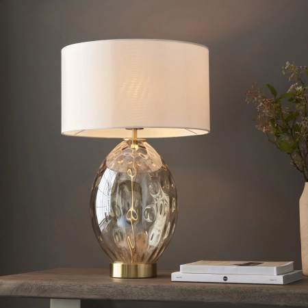 Lampa stołowa szklana szampańska z abażurem 101150 z serii ELIN DIMPLE - Endon Lighting