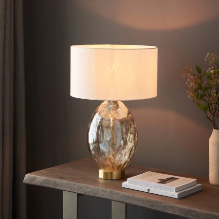 Lampa stołowa szklana szampańska z abażurem 101150 z serii ELIN DIMPLE - Endon Lighting