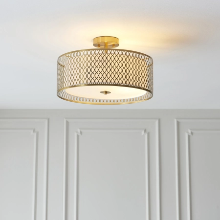 Lampa sufitowa złota metalowa z tkaniną 43cm 101568 z serii Cordero - Endon Lighting
