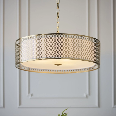 Lampa wisząca złota metalowa z tkaniną 56cm 101569 z serii Cordero - Endon Lighting