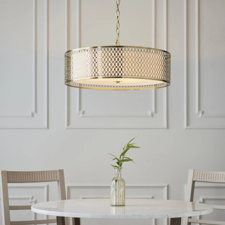 Lampa wisząca złota metalowa z tkaniną 56cm 101569 z serii Cordero - Endon Lighting