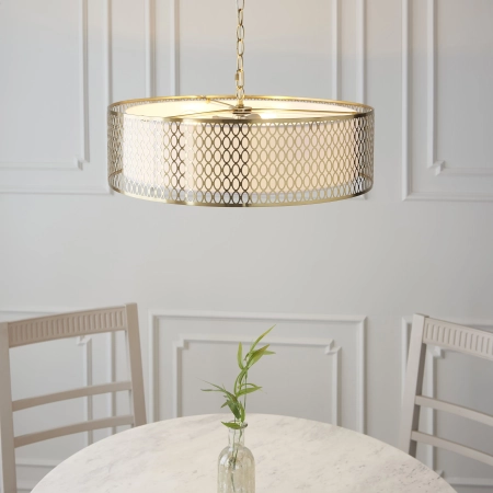 Lampa wisząca złota metalowa z tkaniną 56cm 101569 z serii Cordero - Endon Lighting
