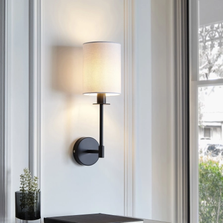 Kinkiet czarny metalowy z białym abażurem 101660 z serii Sancerre - Endon Lighting