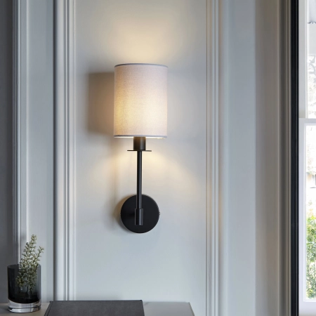 Kinkiet czarny metalowy z białym abażurem 101660 z serii Sancerre - Endon Lighting