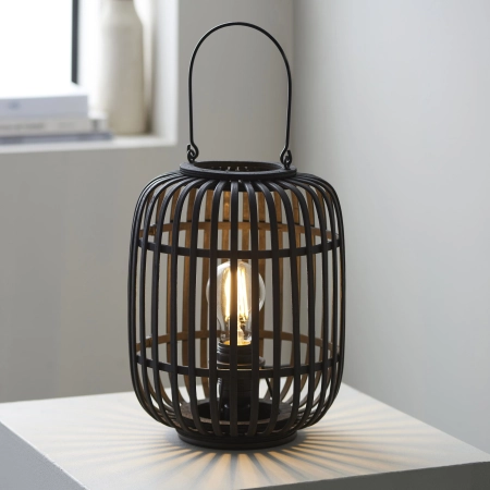 Lampa stołowa czarna drewniana ażurowa 101674 z serii Mathias - Endon Lighting