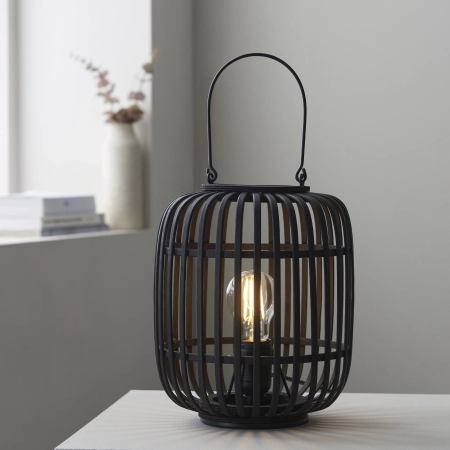 Lampa stołowa czarna drewniana ażurowa 101674 z serii Mathias - Endon Lighting