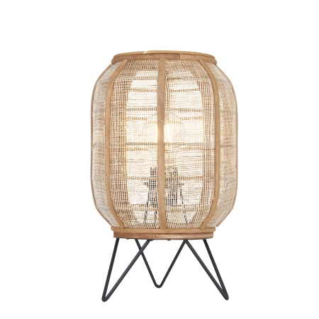 Lampa stołowa drewniana z rattanowym kloszem 101686 z serii Zaire - Endon Lighting