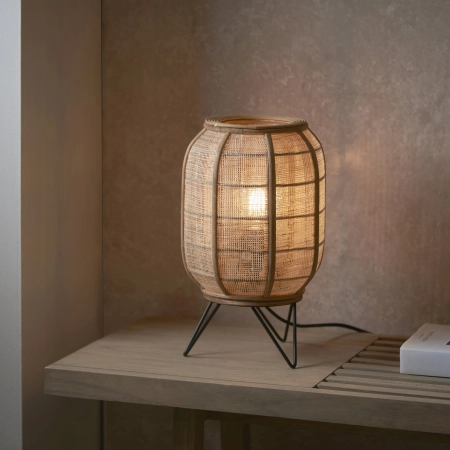 Lampa stołowa drewniana z rattanowym kloszem 101686 z serii Zaire - Endon Lighting