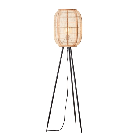 Lampa podłogowa czarna z drewnianym kloszem 132cm 101687 z serii Zaire - Endon Lighting