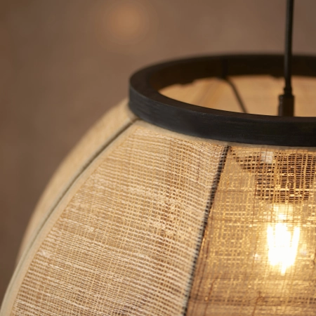 Lampa wisząca okrągła z drewna i tkaniny 47cm 101688 z serii Zaire - Endon Lighting
