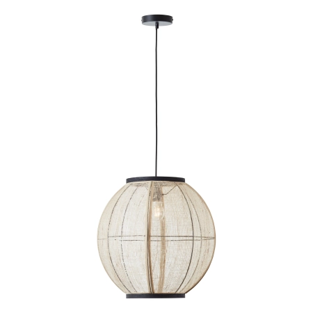Lampa wisząca okrągła z drewna i tkaniny 47cm 101688 z serii Zaire - Endon Lighting