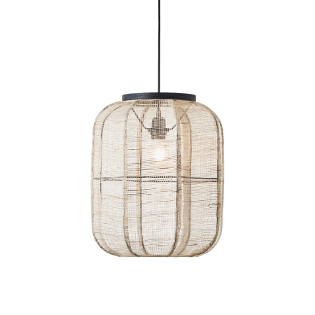 Lampa wisząca czarna z drewnem i ażurowym kloszem 101689 z serii Zaire - Endon Lighting