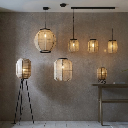 Lampa wisząca czarna z drewnem i ażurowym kloszem 101689 z serii Zaire - Endon Lighting