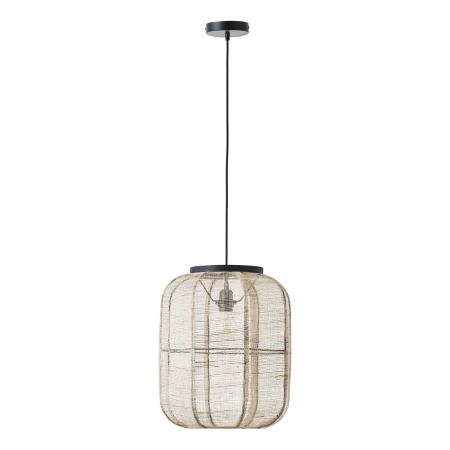 Lampa wisząca czarna z drewnem i ażurowym kloszem 101689 z serii Zaire - Endon Lighting