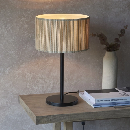 Lampa stołowa czarna z teksturowanym abażurem 101693 z serii Longshore - Endon Lighting