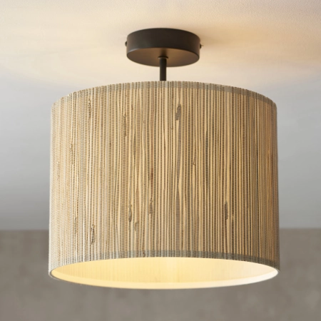 Plafon sufitowy okrągły z naturalnym abażurem 101695 z serii LONGSHORE - Endon Lighting