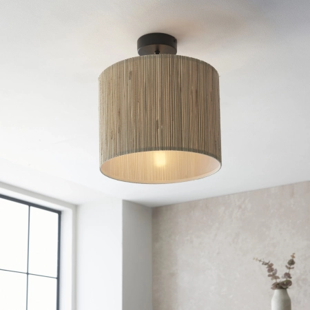 Plafon sufitowy okrągły z naturalnym abażurem 101695 z serii LONGSHORE - Endon Lighting