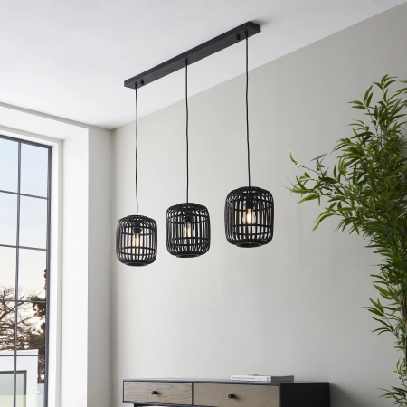 Lampa wisząca czarna metalowo-drewniana 3-punktowa 101698 z serii MATHIAS - Endon Lighting